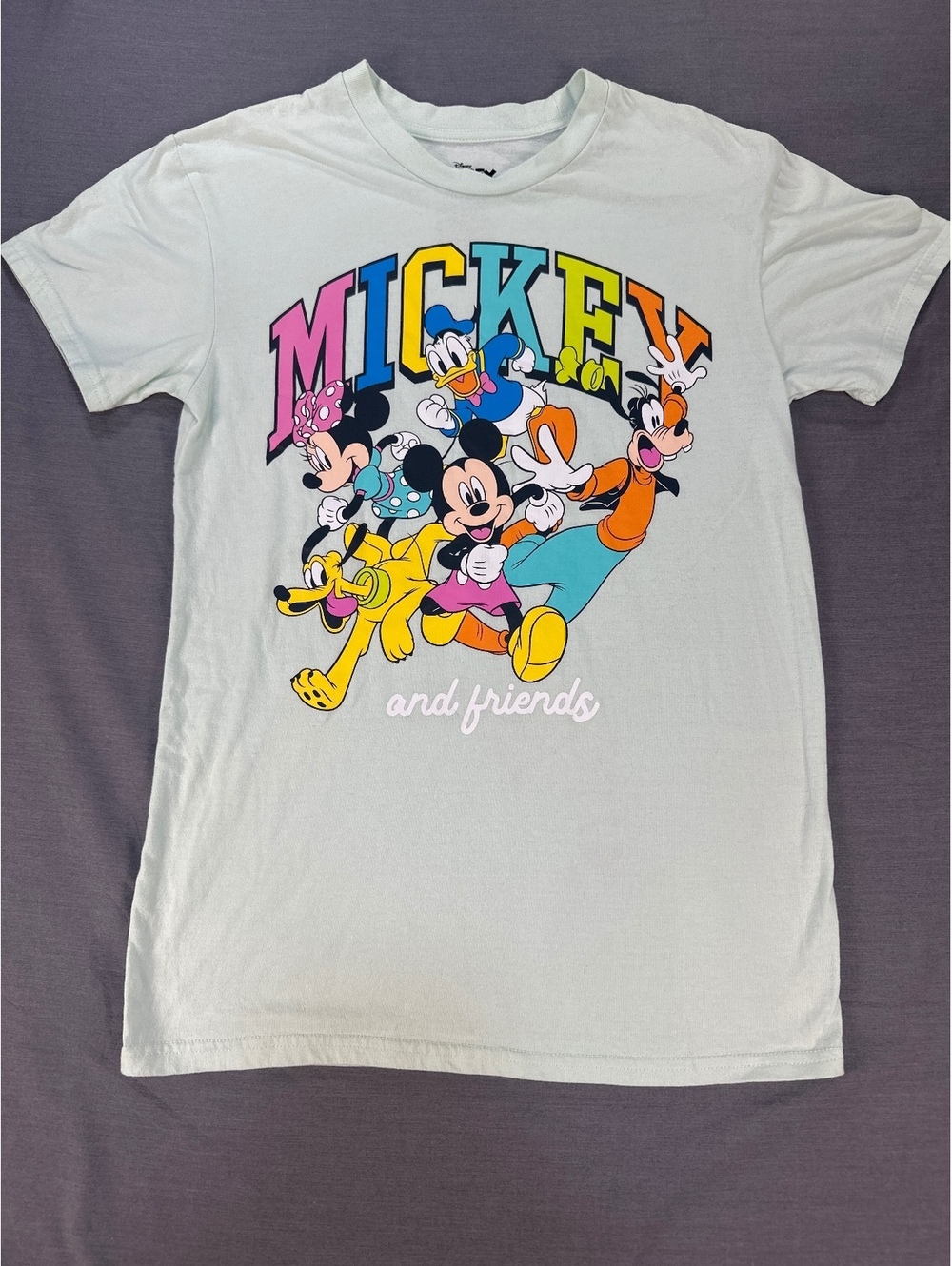 Disney Mickey and Friends Graphic T-Shirt, Size Small, Cotton-Polyester Blend, V